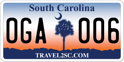 SC license plate OGA006