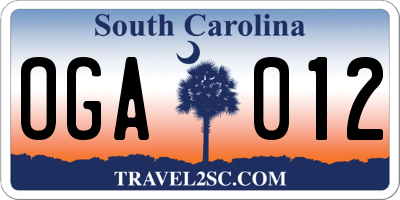 SC license plate OGA012
