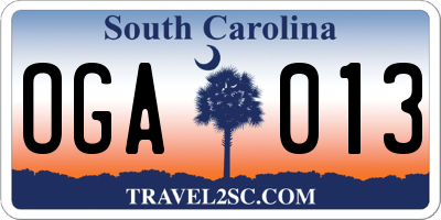SC license plate OGA013