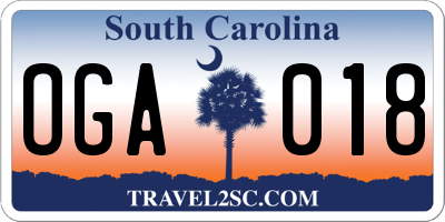SC license plate OGA018