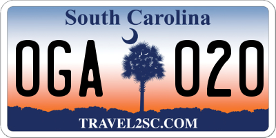SC license plate OGA020