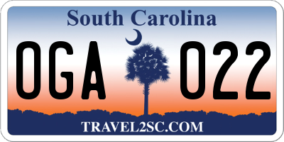 SC license plate OGA022