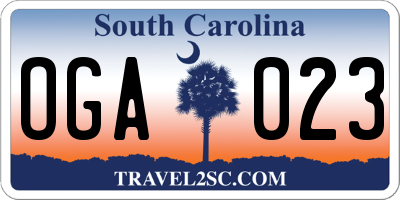 SC license plate OGA023