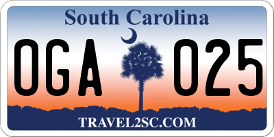 SC license plate OGA025