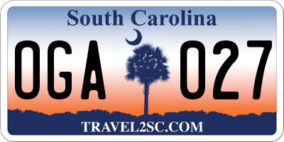 SC license plate OGA027