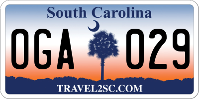 SC license plate OGA029