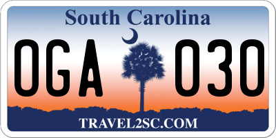 SC license plate OGA030