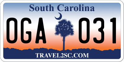 SC license plate OGA031