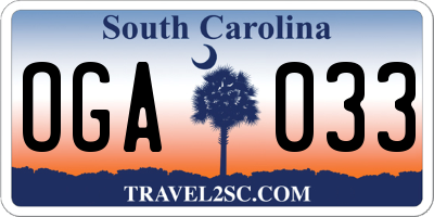 SC license plate OGA033