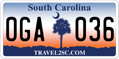 SC license plate OGA036