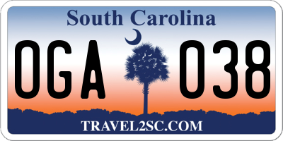 SC license plate OGA038