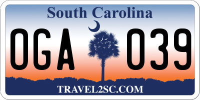 SC license plate OGA039