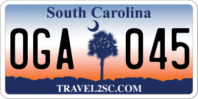 SC license plate OGA045
