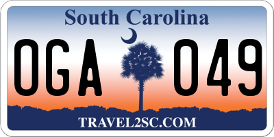 SC license plate OGA049