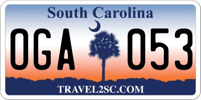 SC license plate OGA053