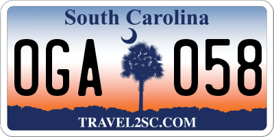 SC license plate OGA058