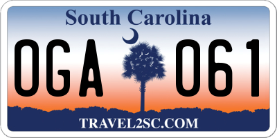 SC license plate OGA061