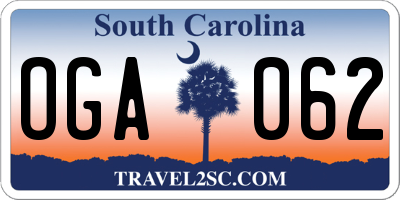 SC license plate OGA062