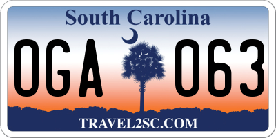 SC license plate OGA063