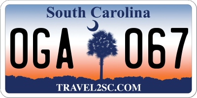 SC license plate OGA067