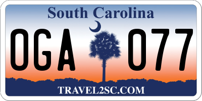 SC license plate OGA077
