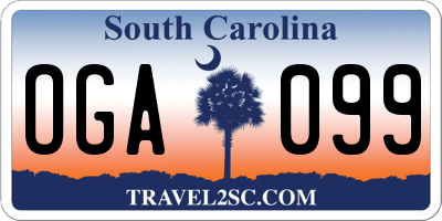 SC license plate OGA099