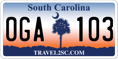 SC license plate OGA103