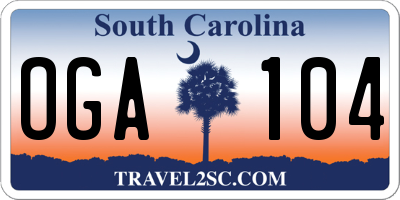 SC license plate OGA104