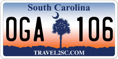 SC license plate OGA106