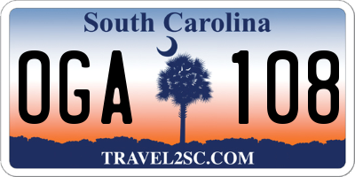 SC license plate OGA108