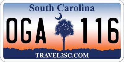 SC license plate OGA116
