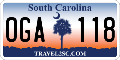 SC license plate OGA118