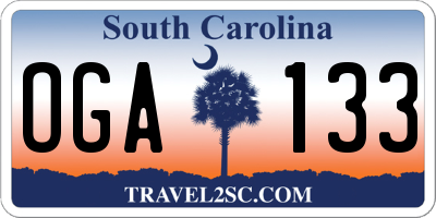 SC license plate OGA133