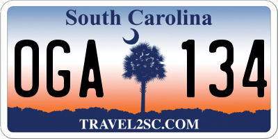 SC license plate OGA134