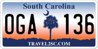 SC license plate OGA136