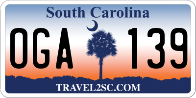 SC license plate OGA139