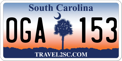SC license plate OGA153