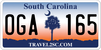 SC license plate OGA165