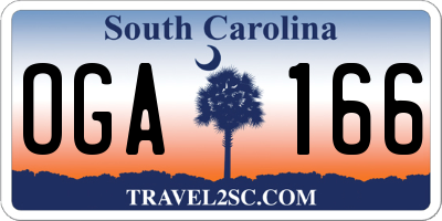 SC license plate OGA166