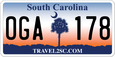 SC license plate OGA178