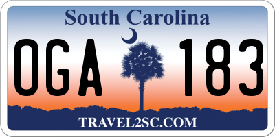 SC license plate OGA183