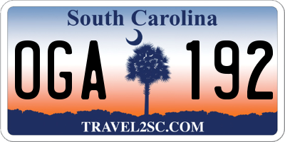 SC license plate OGA192