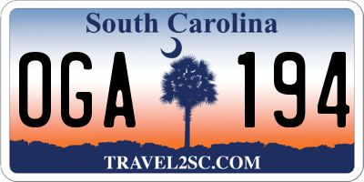 SC license plate OGA194