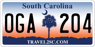 SC license plate OGA204