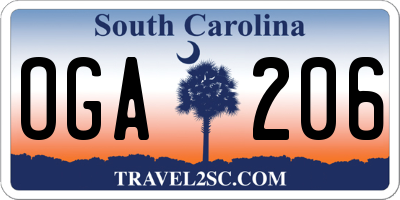 SC license plate OGA206