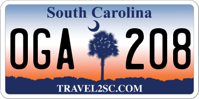 SC license plate OGA208
