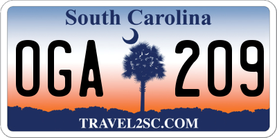 SC license plate OGA209