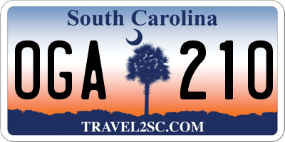 SC license plate OGA210