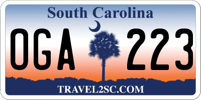 SC license plate OGA223