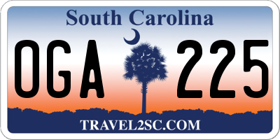 SC license plate OGA225